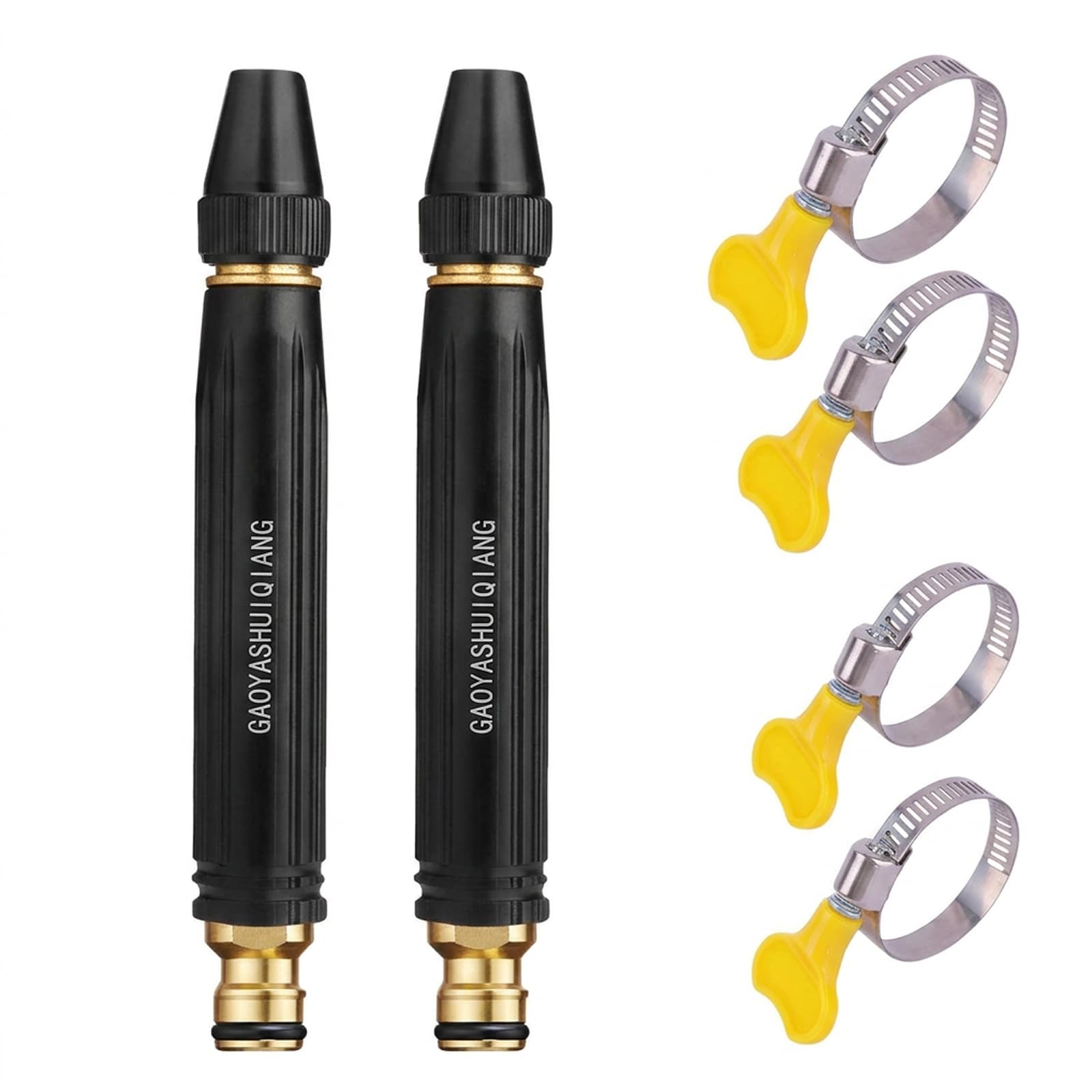 2 Stainless Steel Pipe Clamps, Car Wash Set, High Pressure Water Gun with 2 Boost Hoses, Garden Hose Pressure Booster, High Pressure Water Cannon, Car High Pressure Cleaning Tool, Pressure Nozzle for