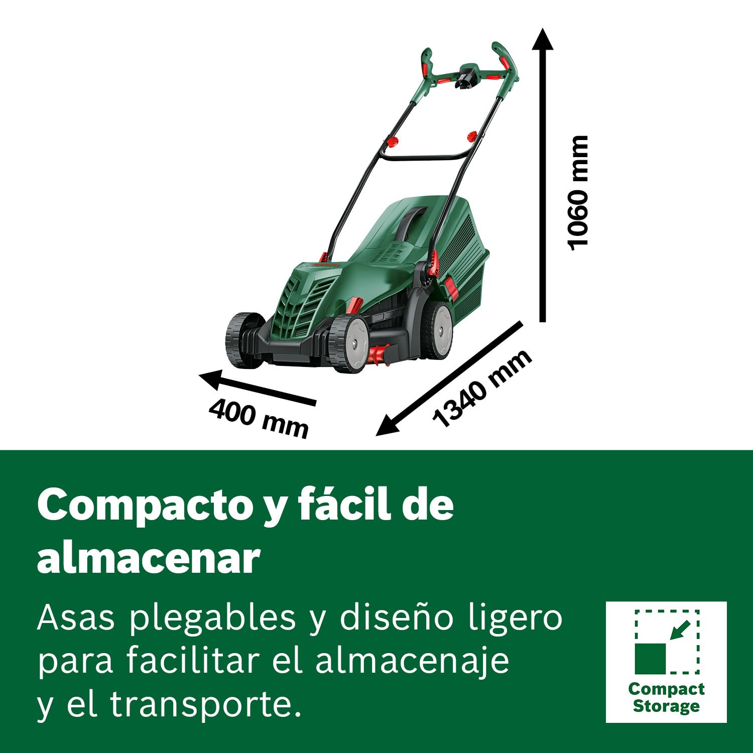 Bosch cortacésped con cable UniversalRotak 37-555 (1400 W de potencia del motor, ancho de corte: 37 cm, cesta colectora de 40 litros, asas Ergoflex)