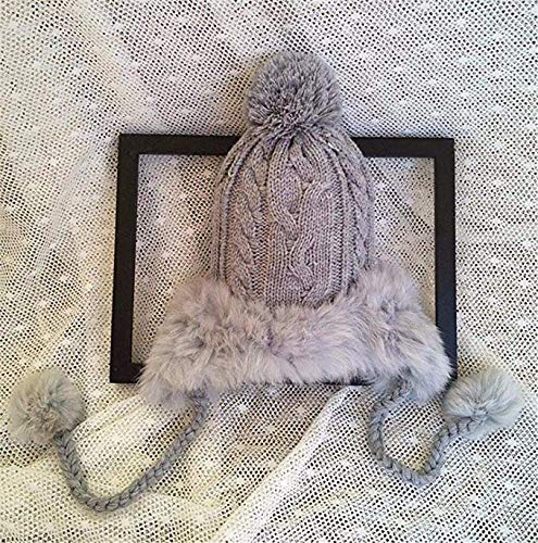 Bonnet d'hiver chaud et épais rose rouge et noir | Bonnet tricoté confortable pour le froid