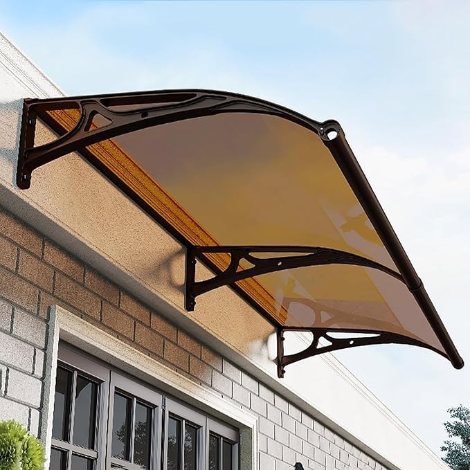 Auvent pour porte fenêtre extérieure polycarbonate noir 60x140cm