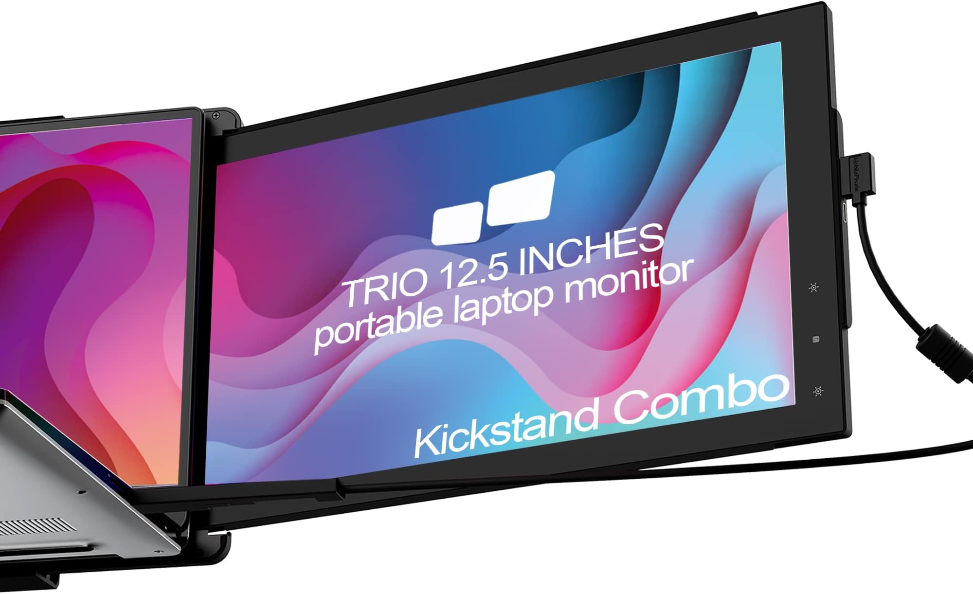 Mobile Pixels Trio with Kickstand Portable Monitor for Laptops,12.5 Inch Full HD IPS Screen Extender,USB-A/USB-C Plug and Play,Windows/Android/Mac/Switch Compatible (One Trio Monitor plus Kickstand)