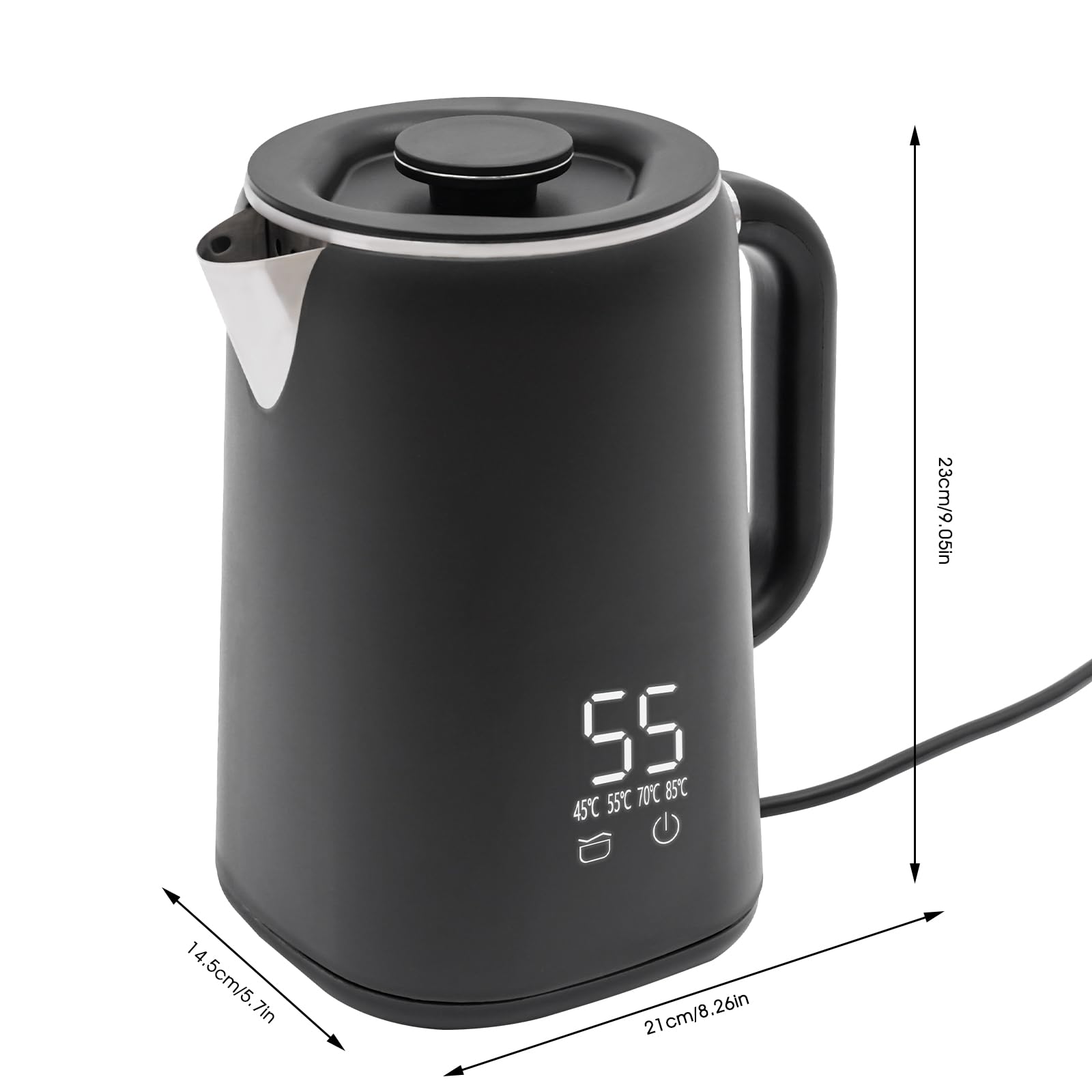 Waterkoker, 1700 ml, elektrische waterkoker, 1500 W, snel kokend roestvrij staal, automatische uitschakeling, voor zakenreizen, kamperen, reizen, kantoren, woningen, wit