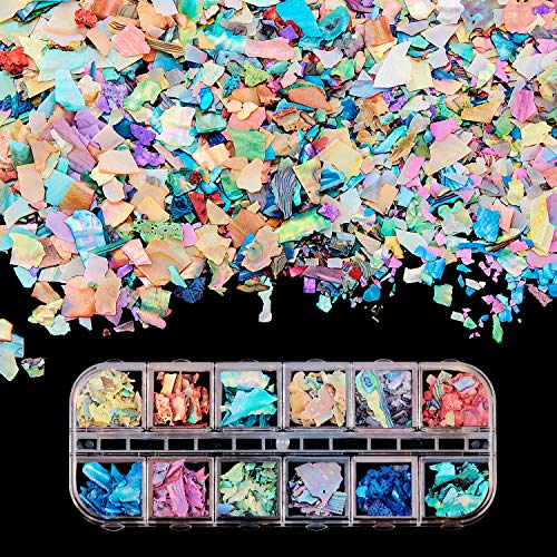 36 Boxes Irregular Seashell Slices Seashell Nail Glitter Sequins 3D Laser Nail Flakes Nail Art Decoration For 3D Nail Art Design Diy Decorations, Multicolors #TOP1