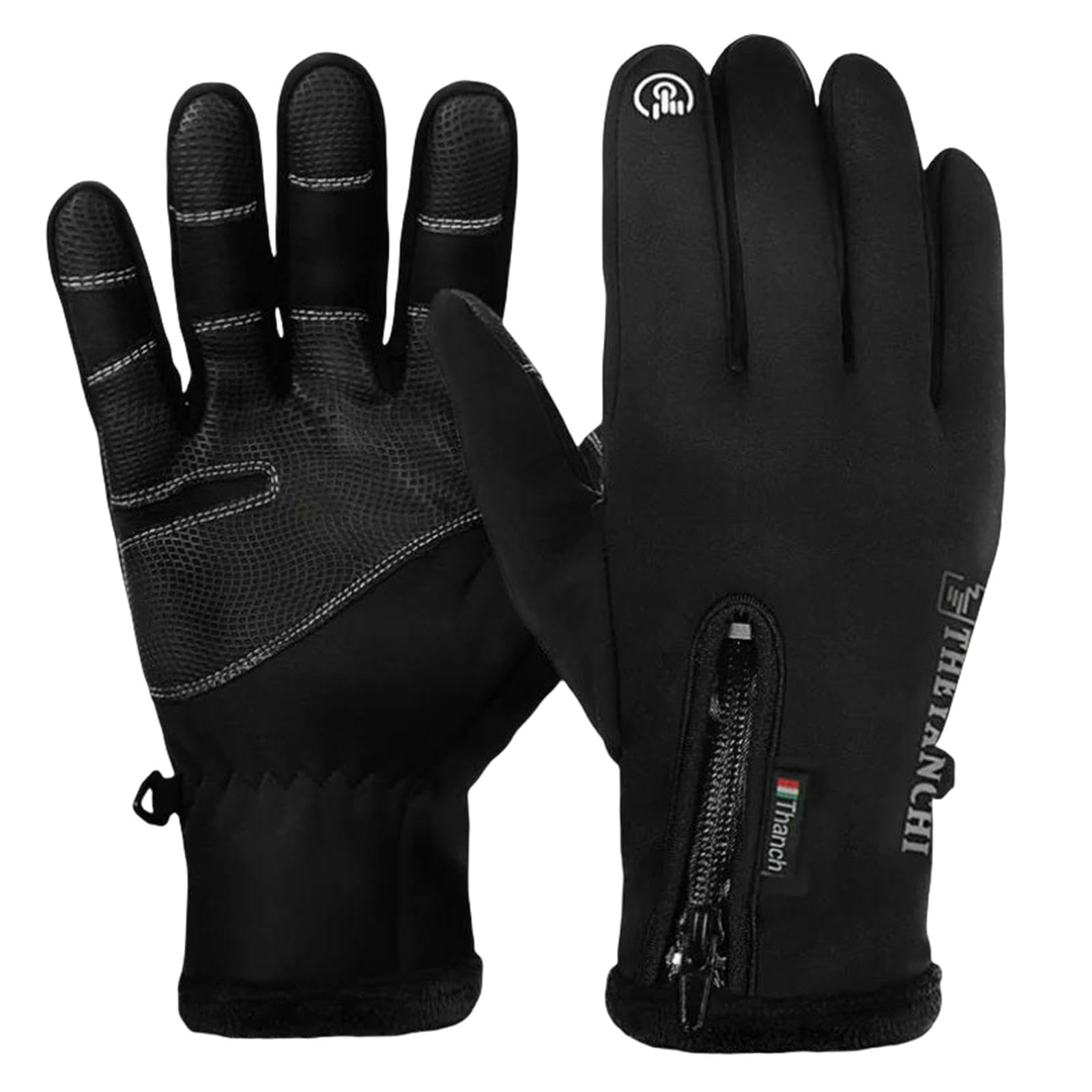 Guanti Invernali per Uomo Donna Touchscreen Caldi Ciclismo All'aperto Guida da Moto Freddi Antivento Antiscivolo-Grigio-m