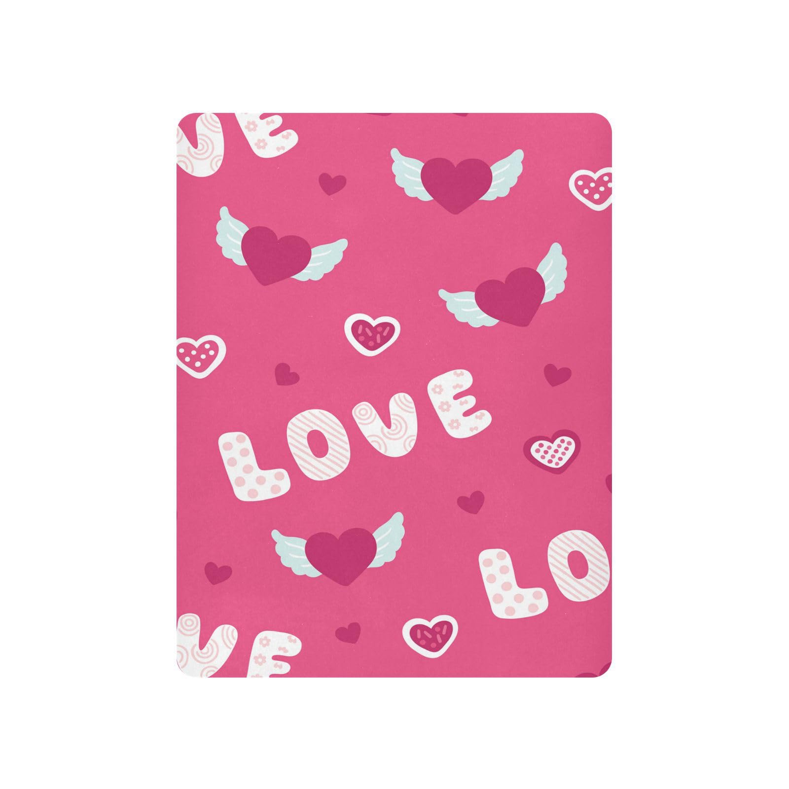 Moudou Valentine's Day Love Heart Playard Sheet for Boy Girls, Soft Breathable Fitted Toddler Sheet for Standard Playard Bed Mattress, 39 x 27 x 5 Inch