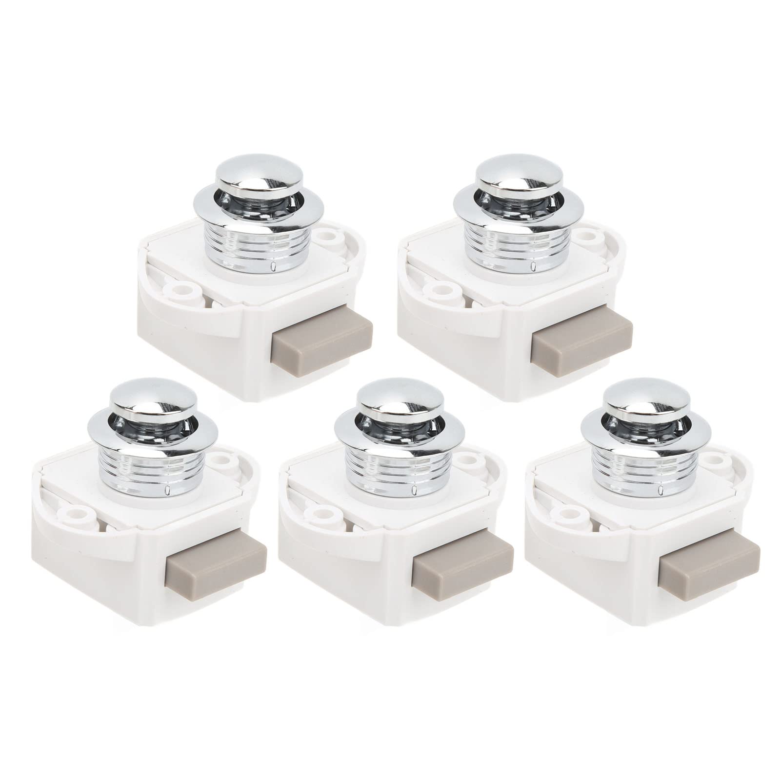 5er-Pack Druckknopfriegel, schlüsselloses Schrankschloss, Zinklegierung, Schranktürverschluss für 14–16 mm Türen, kompatibel mit Wohnmobil, Boot, Wohnmobil