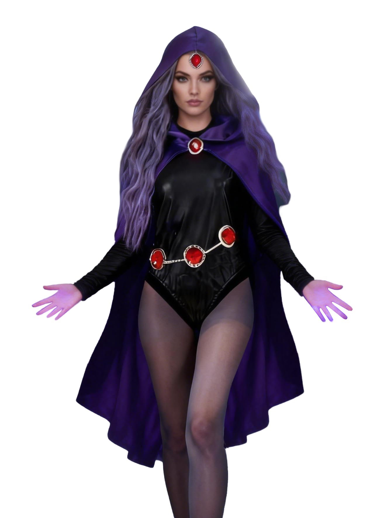 GOLDSTITCH Women's Cosplay Costume Purple Cape Top Skirt Suit Full Set Halloween Cosplay Outfit
