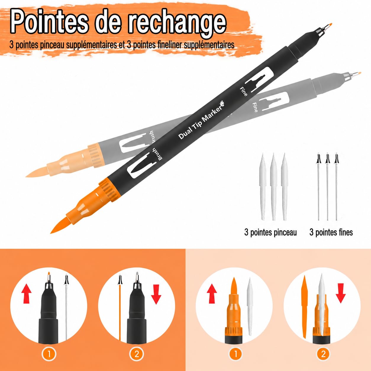 Gunsamg 80 Feutres Coloriage Adulte pour Dessiner, Manga, Doodling, Scrapbooking, Aquarelle Stylos Feutre Coloriage Enfants, Double Pointe Fine avec Livre de Coloriage et Cartes de Vœux