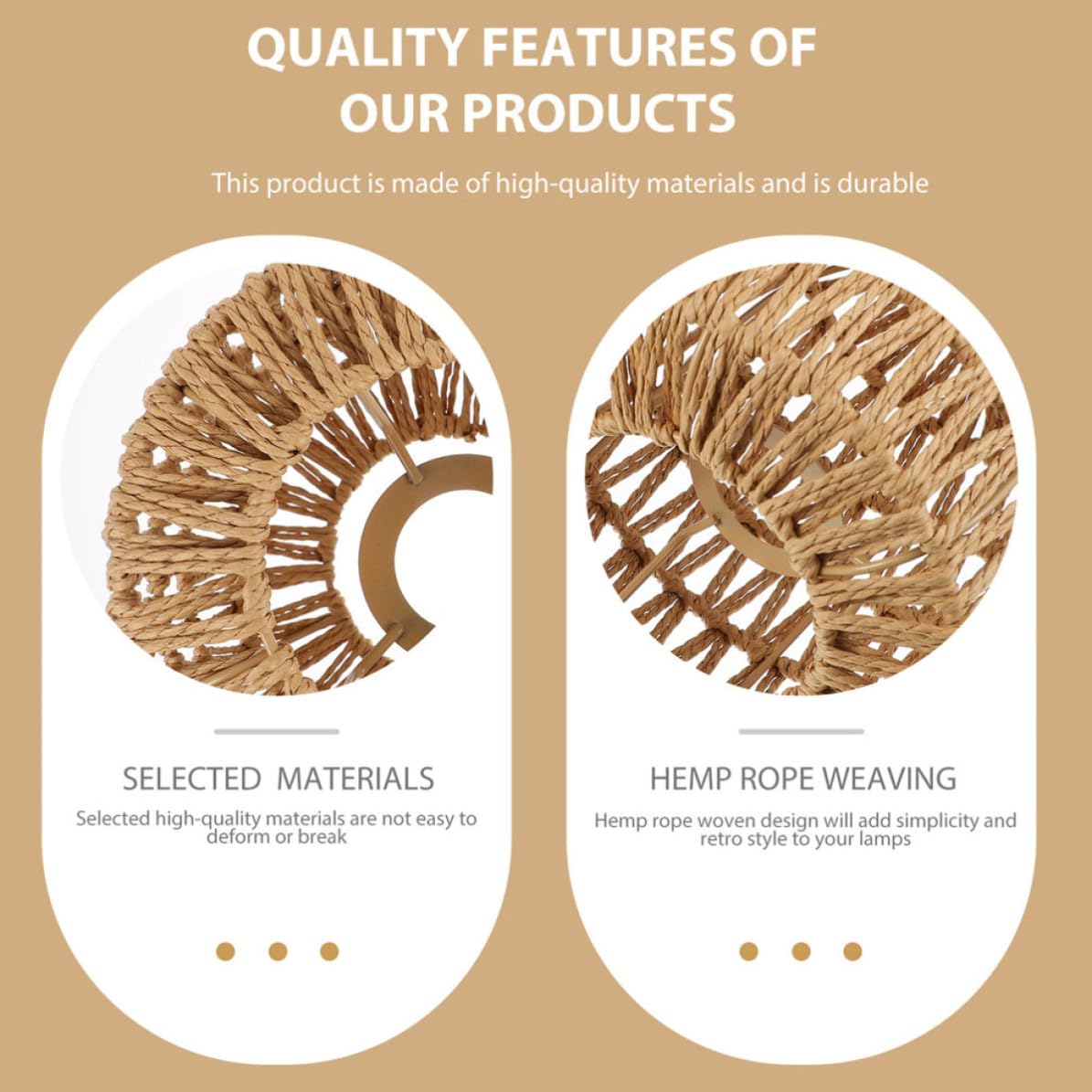 Paralume Cilindrico in Rattan Artificiale 2 Pezzi, Paralume Rustico e Resistente allo Sbiadimento per Lampada Sospensione in Cucina o Sala da Pranzo
