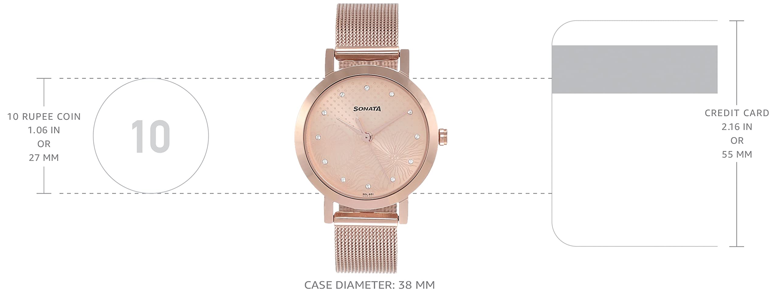 Sonata Linnea Quartz Analog Rose Gold Dial Rose Gold Stainless Steel Strap Watch for Women - NR8174WM02 1
