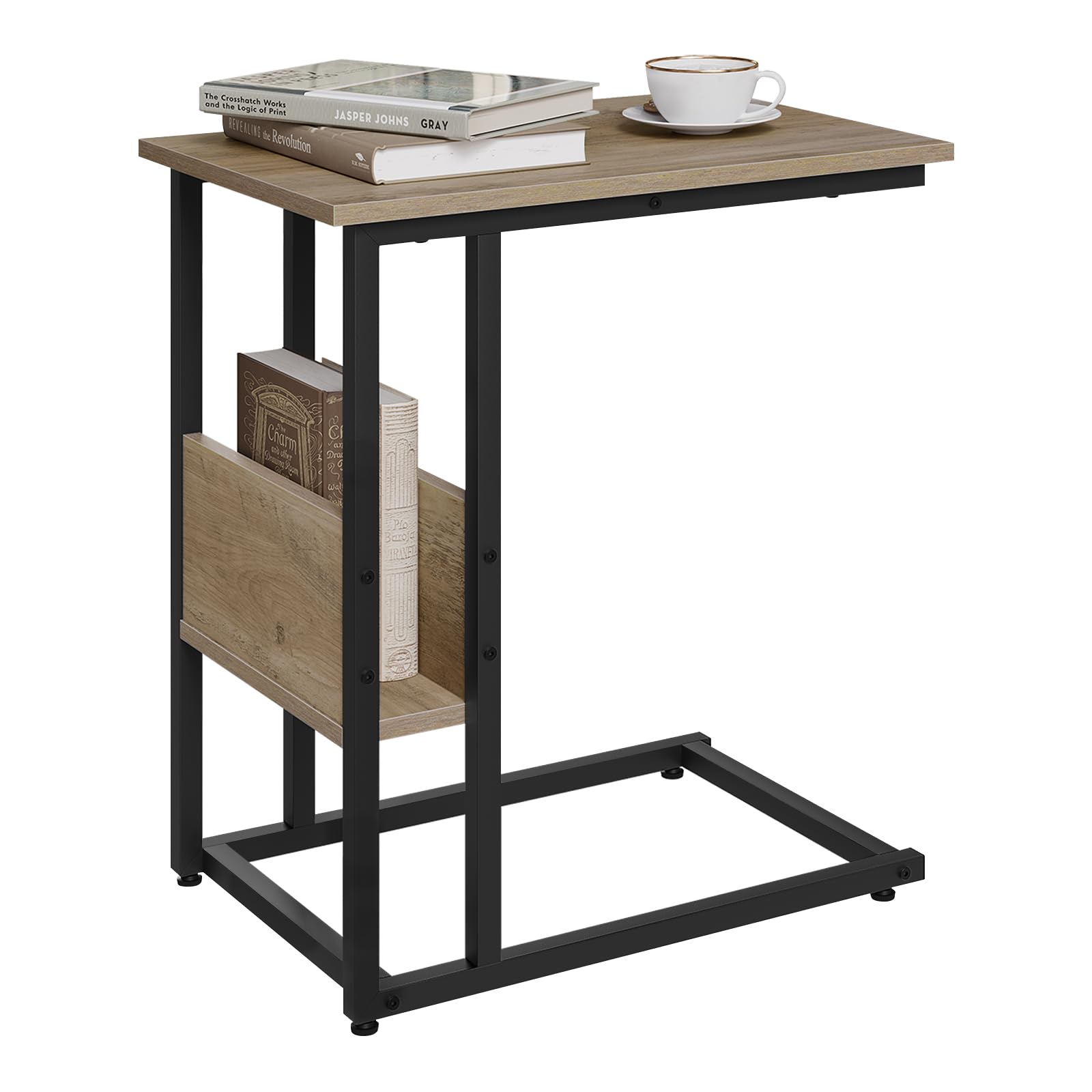 WOLTU Beistelltisch,Couchtisch C Form，Sofa Tisch mit seitliche Ablagefach