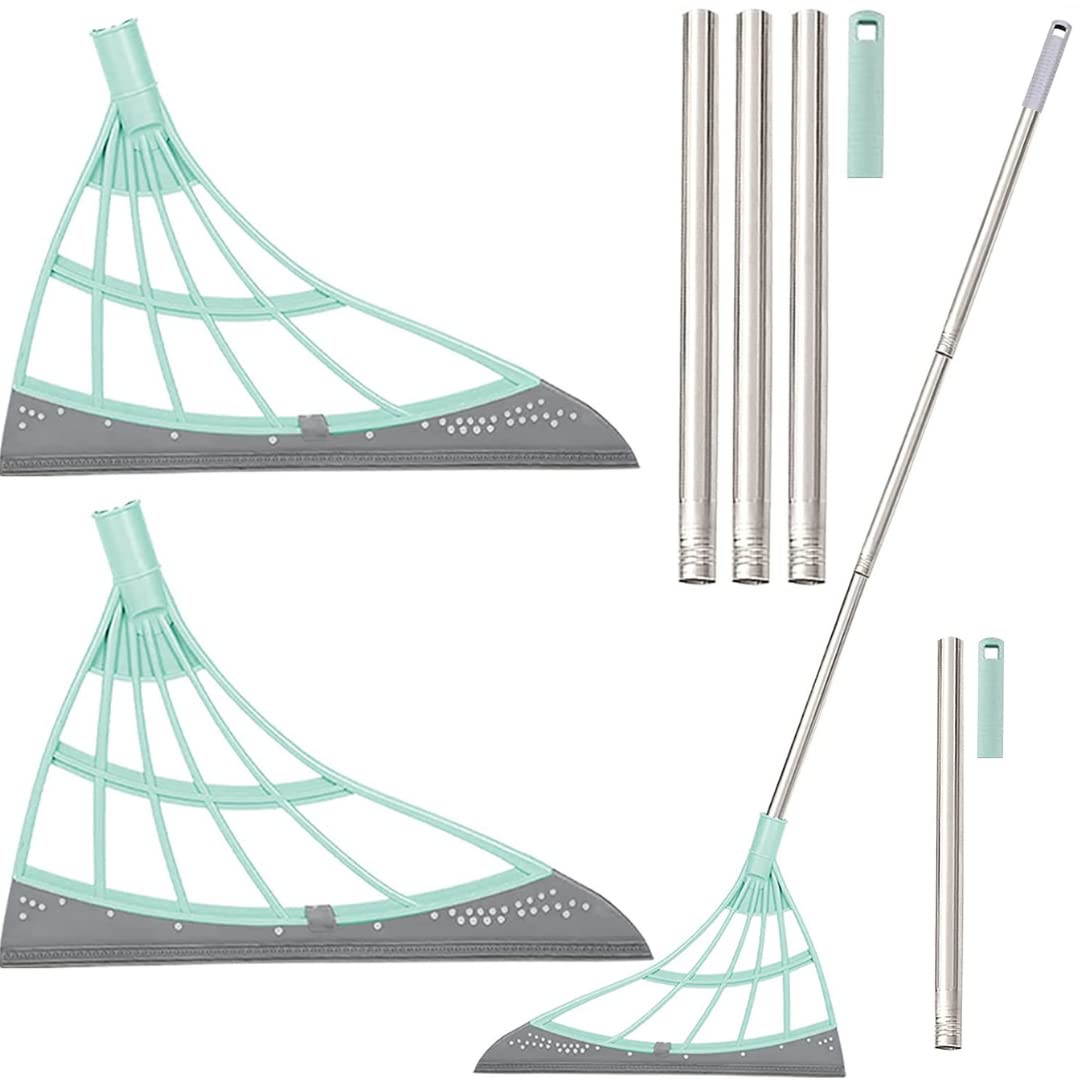 Multifunction Magic Broom (Pack of 2),3 Feet/90cm 2-in-1 Adjustable Sweeper Indoor Broom Sweeping Water Dust Hair, Floor Squeegee Glass Wiper Scraping Brooms for Shower Windows (Green) (B09QJNHP3X) Amazon Price History, Amazon Price Tracker