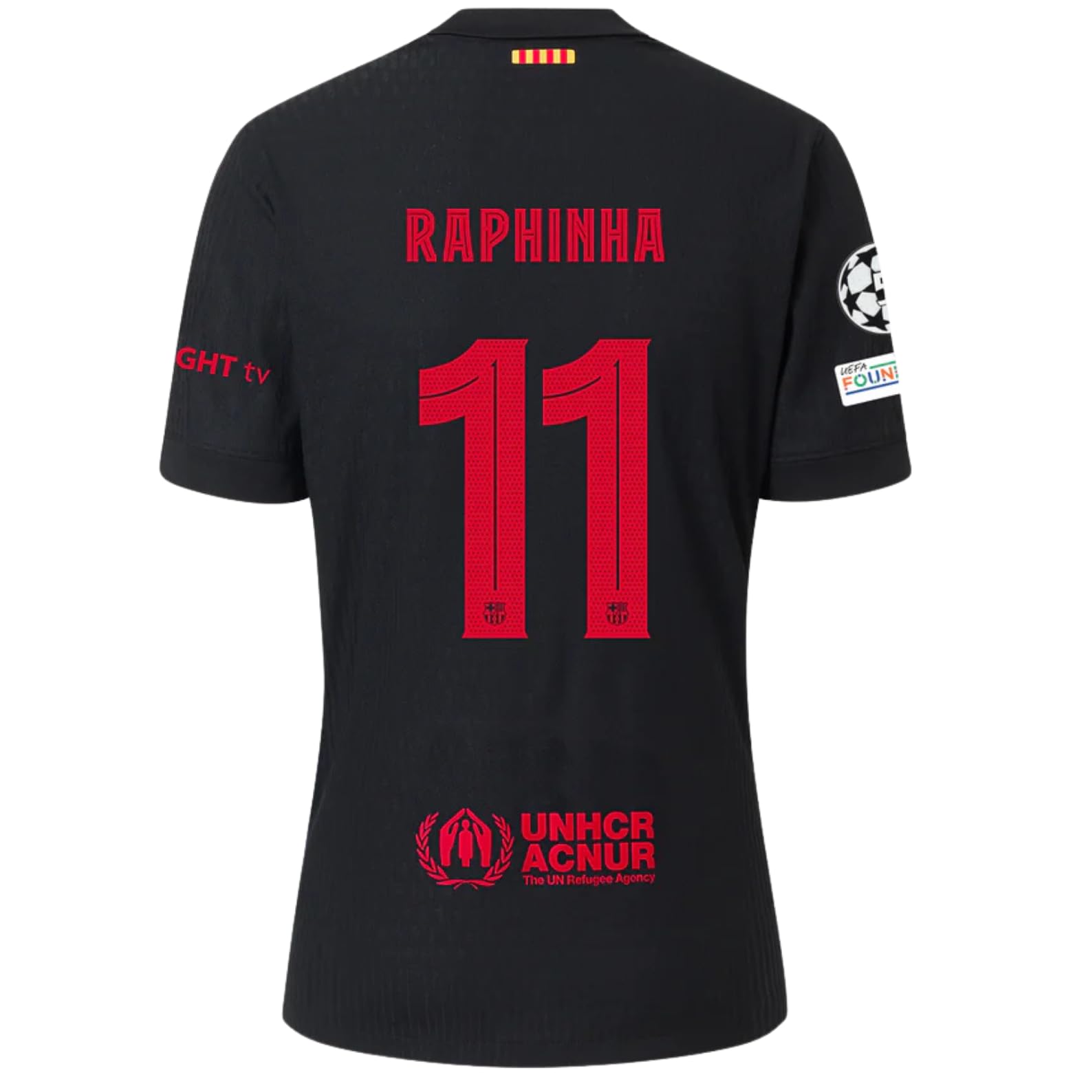 Raphinha Black Soccer Jersey for Men - High Performance Sports Shirt, Breathable and Quick Dry Fabric (US, Alpha, Large, Regular, Regular, Away)