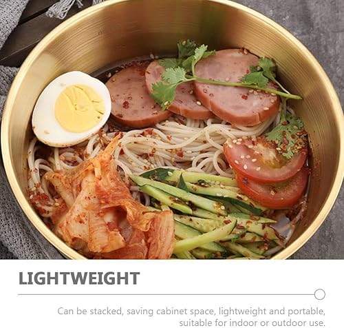 Miniatura 9 de Luxshiny Cuencos de acero inoxidable para mezclar 40.6 fl oz, tazón de medición para hornear, tazón de sopa de ramen coreano, bandeja de ensalada de