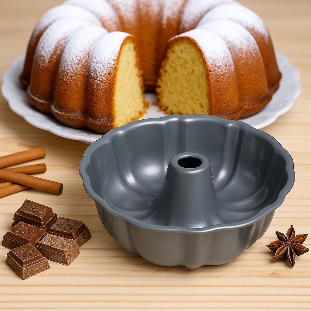Molde antiadherente de 10 pulgadas para tartas de libra, magdalenas, pastel de comida de ángel, pastel de café y más, fácil liberación, apto para lavavajillas, apto para horno, resistente 3