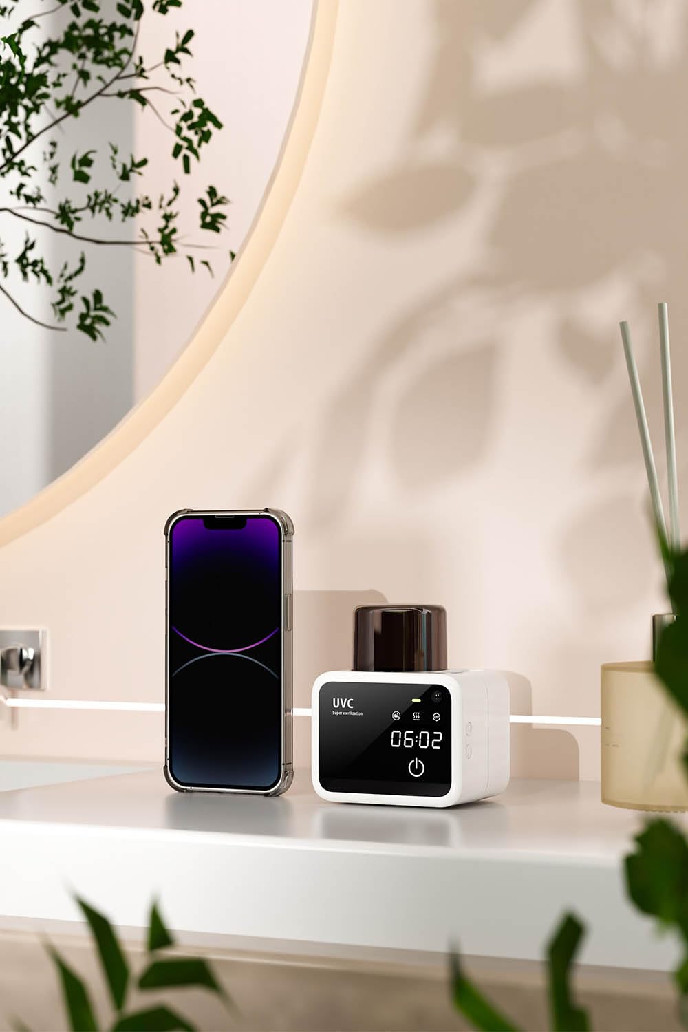 20000mAh Desinfectante para Cepillos De Dientes con UV,Esterilizador Cepillo Dientes UV Soporte Cepillo de Dientes Pared,Función De Tiempo (Blanco),Instalación sin Perforación,Soporte para 2 Cabezales