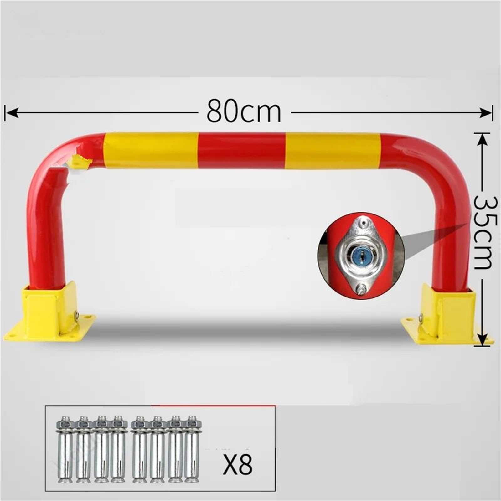 Radstopper Blockverriegelung Stahlrohr-Parksperre Dickes Antikollisionsportal Autogarage Belegungsstellplatzsperre Barriere CD50 Q01 Parkhilfe(80cm with lock)