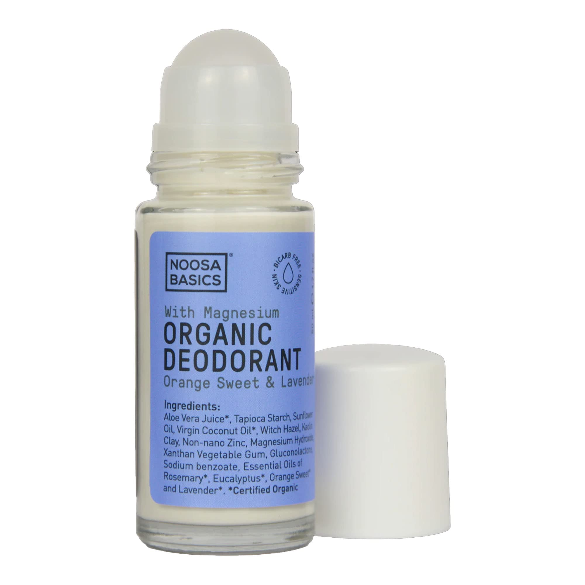IPPINKANoosa Basics Organic Roll On Deodorant with Magnesium - Sweet Orange & Lavender - 50 ml - Bi-Carb-Free - Made in Australia