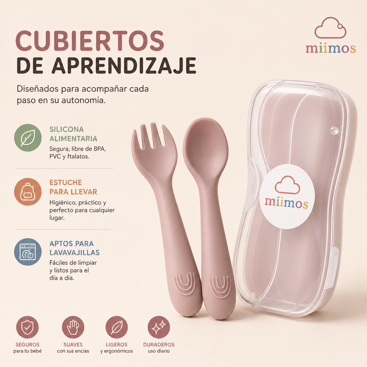 Vajilla Bebé Silicona BLW | Set Completo con Plato Ventosa Fuerte, Bol, Vaso, Babero, Cubiertos con Estuche y Tapete | 100% Silicona Alimentaria Libre BPA (ROSA)
