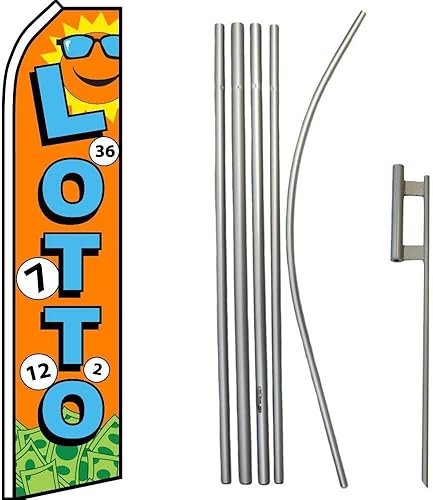Premium Lotto OrangeSwooper Flag & 16ft Flagpole KitGround