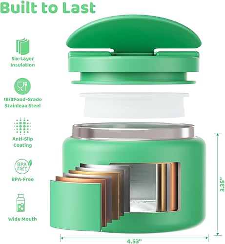 Miniatura 4 de Termo de sopa de 14.5 onzas para comida caliente para niños, tarro de comida aislado al vacío, termo de sopa sin torsiones para comida caliente,