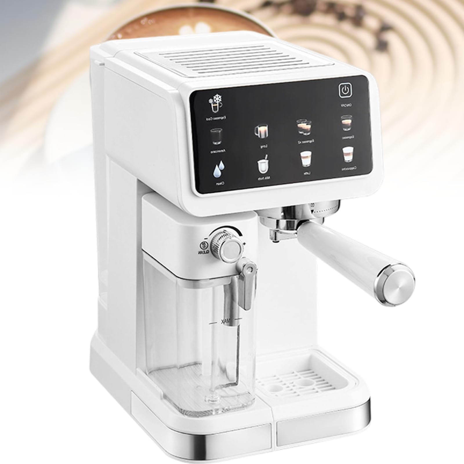 Xjleftonomie Espresso Machine, Constant Temperature Extraction, 1.5l Water Tank & 500ml Milk Tank, Touch Panel Semi Automatic Cappuccino Latte Mode & Milk Frothing White