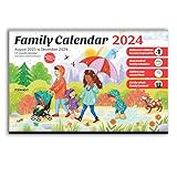 POMANGO 2024 Family Calendar - English| 17 Months Family Planner: August 2023 to December 2024 | 15'' x 9.5'' - Magnetic Strip - 600 Stickers - Notepad - 2023-2024 Edition