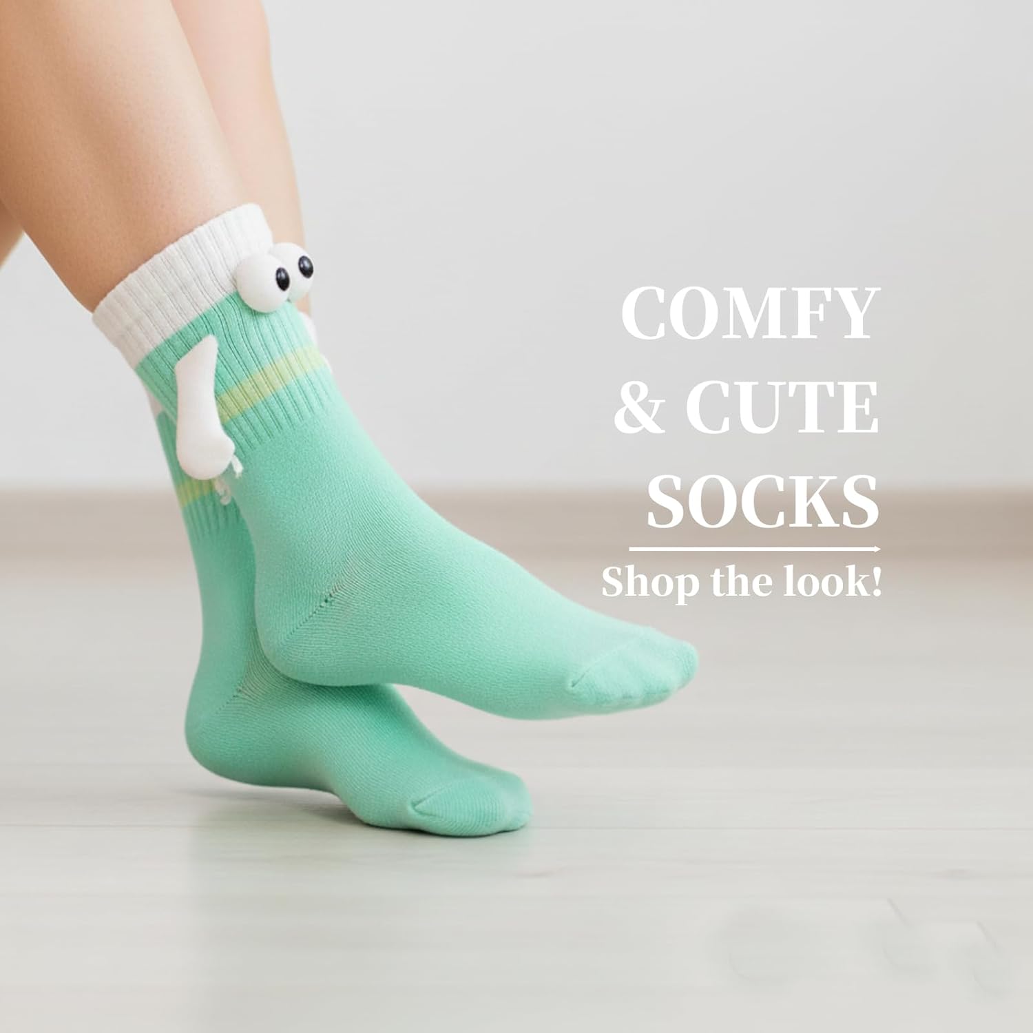 Magnetic Socks, 4 Pairs Funny and Crazy Socks for Girls and Couples, Holding Hands Socks for Romantic Dates and Family Bonding, Novelty Gifts for Women Men Teens - Image 6