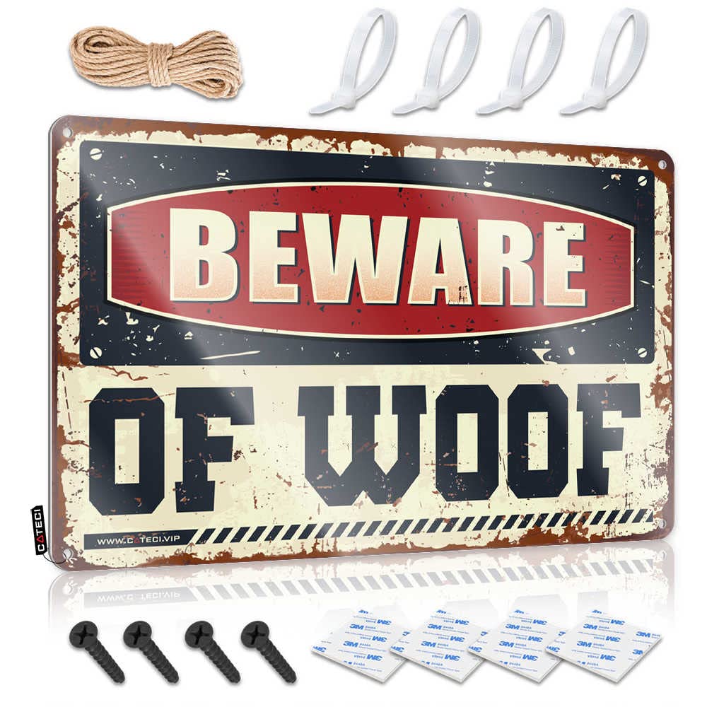 Pool Signs And Decor Outdoor Beware Of Woof Sign Man Cave Sign Metal Sign Bar Man Cave Decor(30X40CM)