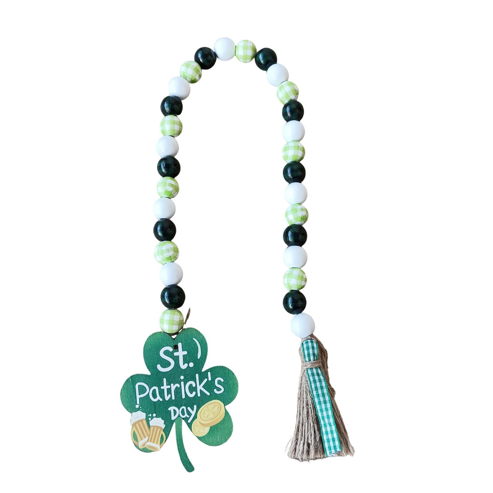 Carotoe O Stpatrick ’ S Day Decoration Irish Festival Wooden Bead String Festival Rope Tassels Bead String Tray Rnaments Stpatrick ’ S Wooden