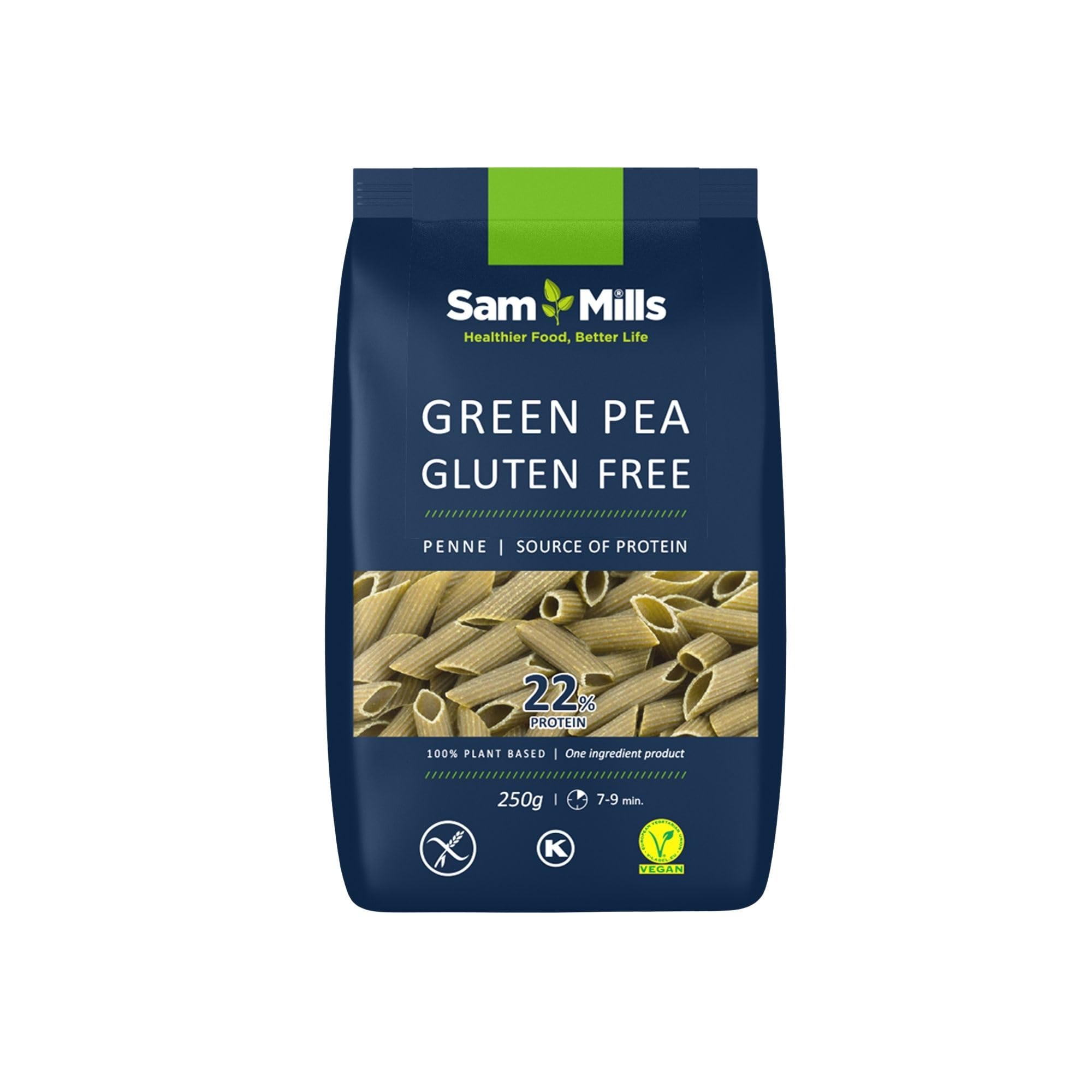 Sam Mills Plumas de Guisante Pasta Sin Gluten 250 g Elaborada con Legumbres Pasta Proteica Alto Contenido en Fibra