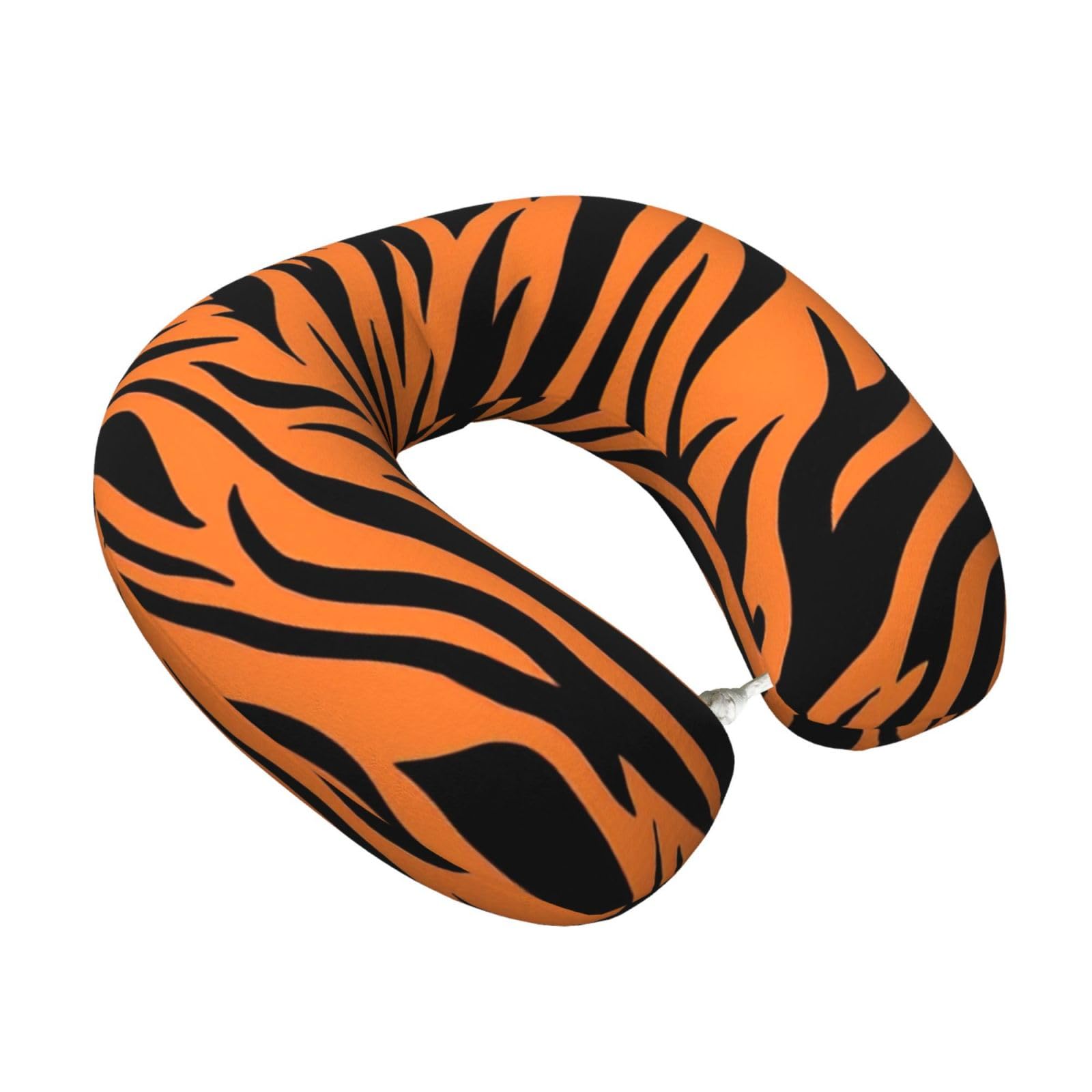 Yyoretp Tiger Stripes Orange Pattern Print Travel Pillow Pure Memory Foam Neck Pillows Portable Headrest for Airplane