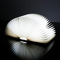 Vista 10 de XIUDI 8 Colors Small Folding Book Lamp,Wooden Book Lights,Upgraded Version Portable Desk Light,Novelty LED Paper Lantern with USB Rechargeable Night