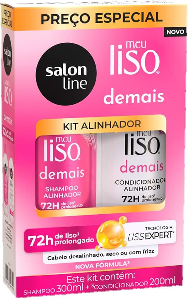 Kit Shampoo e Condicionador, Salon Line, Meu Liso Demais, Vegano - Para Cabelos Lisos, 2 Unidades