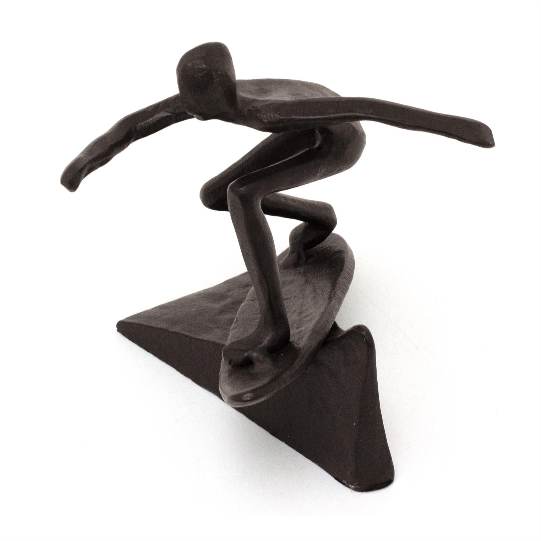 Carousel Home Brown Metal Surfer Statue | Minimalist Surfing Sculpture Surfer Ornament | Surfing Figurine - 12Cm