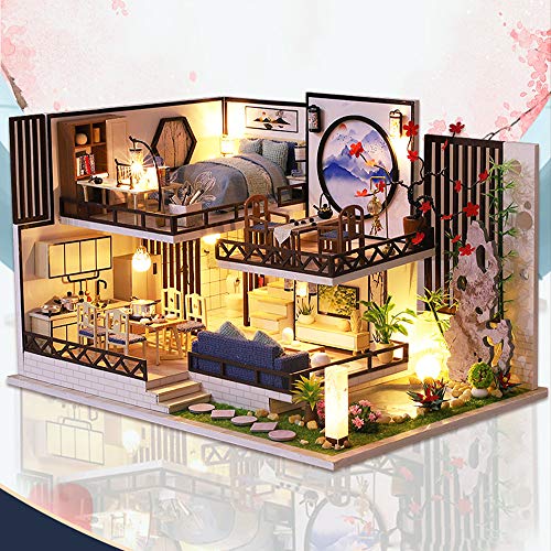 Fsolis DIY Puppenhaus Miniatur-Set mit Möbeln, 3D-Holz-Miniaturhaus mit Staubschutz und Musikbewegung, Miniatur… – Bild 3