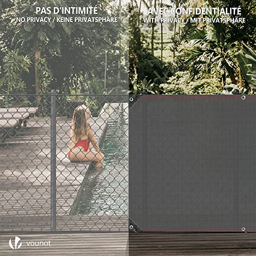 Image of VOUNOT Privacy Netting 1x10m Garden Screening 230 g /m HDPE Shading Net, 95% Shading Rate UV-resistant, Tear-Resistant Windbreak Fencing with Holes and Cable Ties, Grey