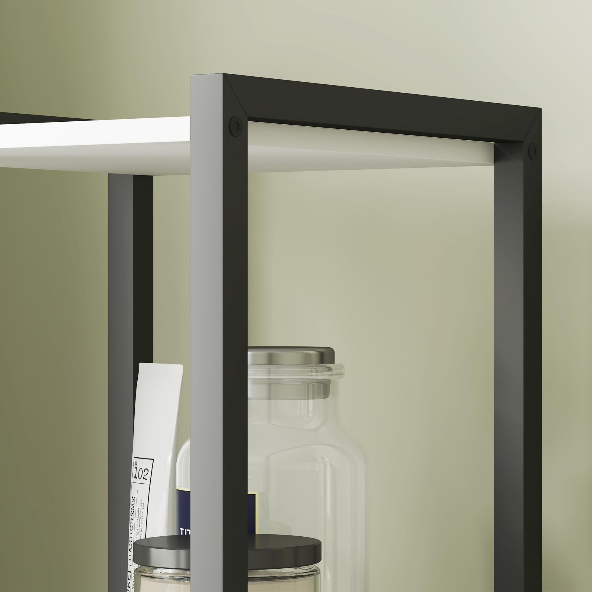 HOMCOM Armario Alto de Baño Columna Almacenaje 30x30x170 cm Blanco/Nogal | 3 Estantes Abiertos, 1 Puerta, Estante Ajustable, Mueble Auxiliar de Baño, Sistema Anti-vuelco