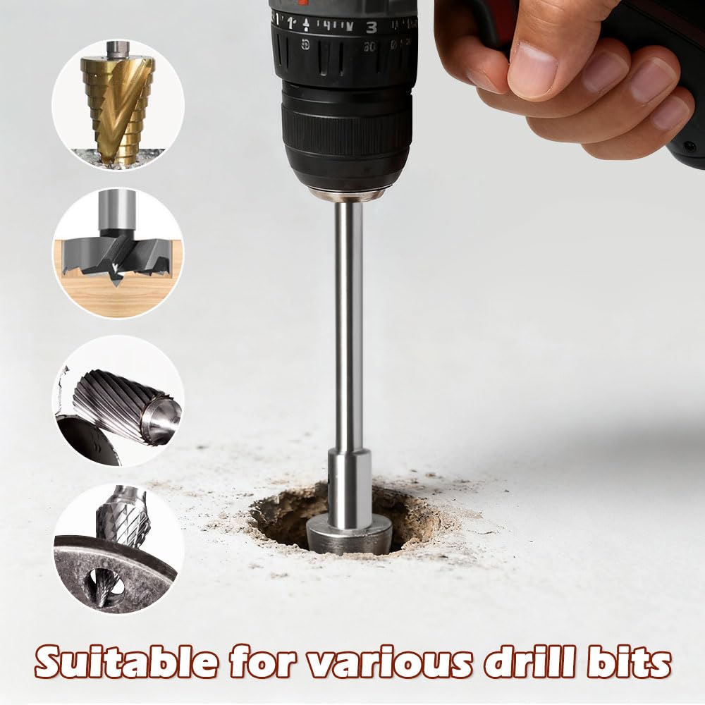 2 Piezas Extensión extra largo 169 mm para Brocas Forstner Eje de 10.5mm para Fresado y Perforaciones Profundas Compatible con Brocas de 3/8" y Incluye Llaves Allen