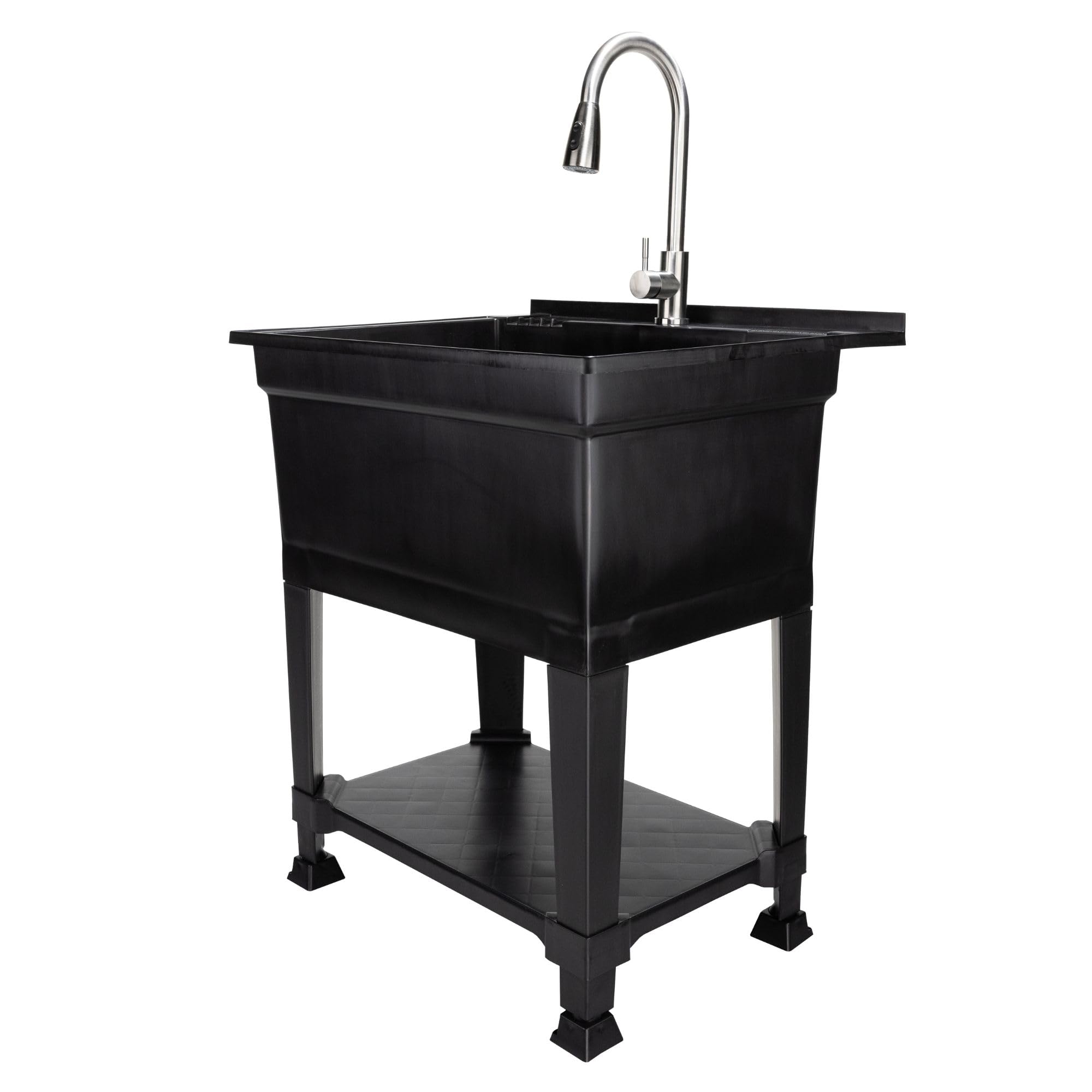 UTILITYSINKS Freestanding Utility Tub Sink with Faucet, Black