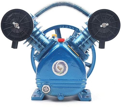 Miniatura 8 de Bomba de compresor de aire azul, doble cilindro, 2 pistones, estilo V, 2 HP, cabeza única para la industria química, procesamiento de alimentos y