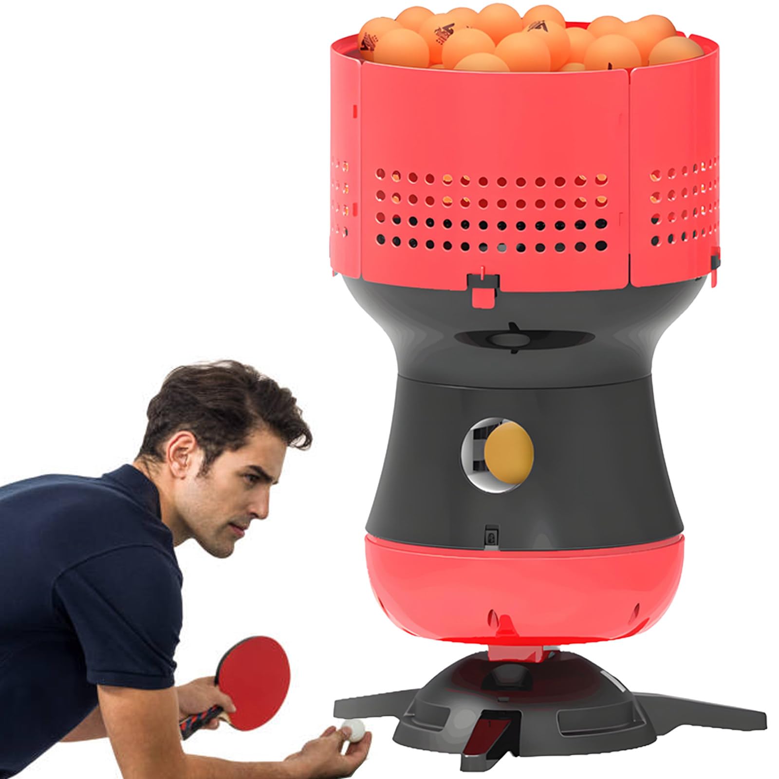 Lanceur de Balles de Tennis de Table Professionnel avec Réservoir Amovible, Capacité 90 Balles
