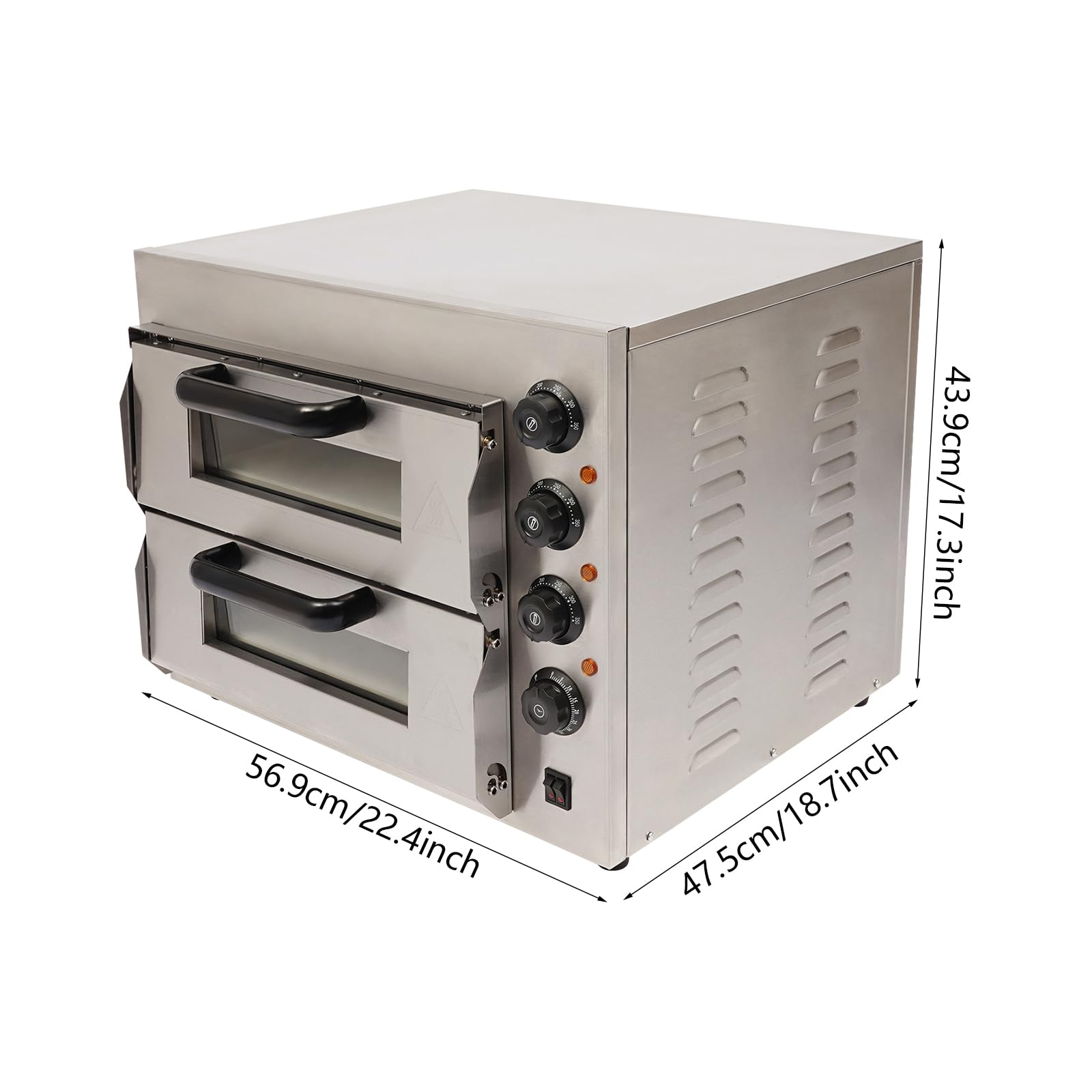 Forno elettrico a doppio piano, 3000 W, 50-350 °C, regolazione precisa della temperatura, funzione timer da 1 a 60 minuti, 20 l, in acciaio inox 201, con finestra resistente al calore, per ristoranti