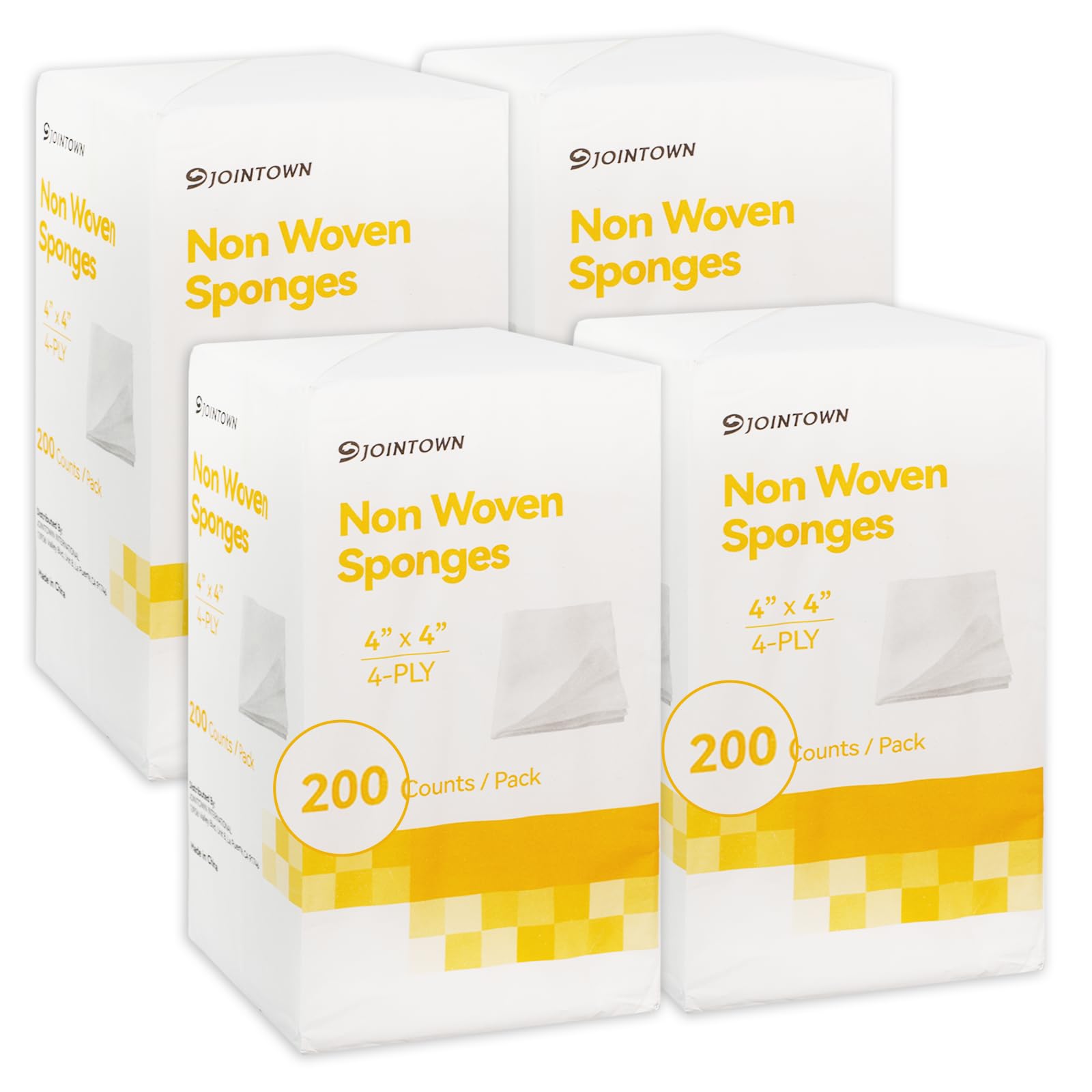 Jointown Gauze Pads 4" x 4", 400 Pcs Non-Woven 4-Ply Gauze Sponges Non Stick, All-Purpose Non-Sterile Highly Absorbent for Dental Wound Care for First Aid Kit/Medical Facilities, (2 Packs of 200) — Amazon image 9