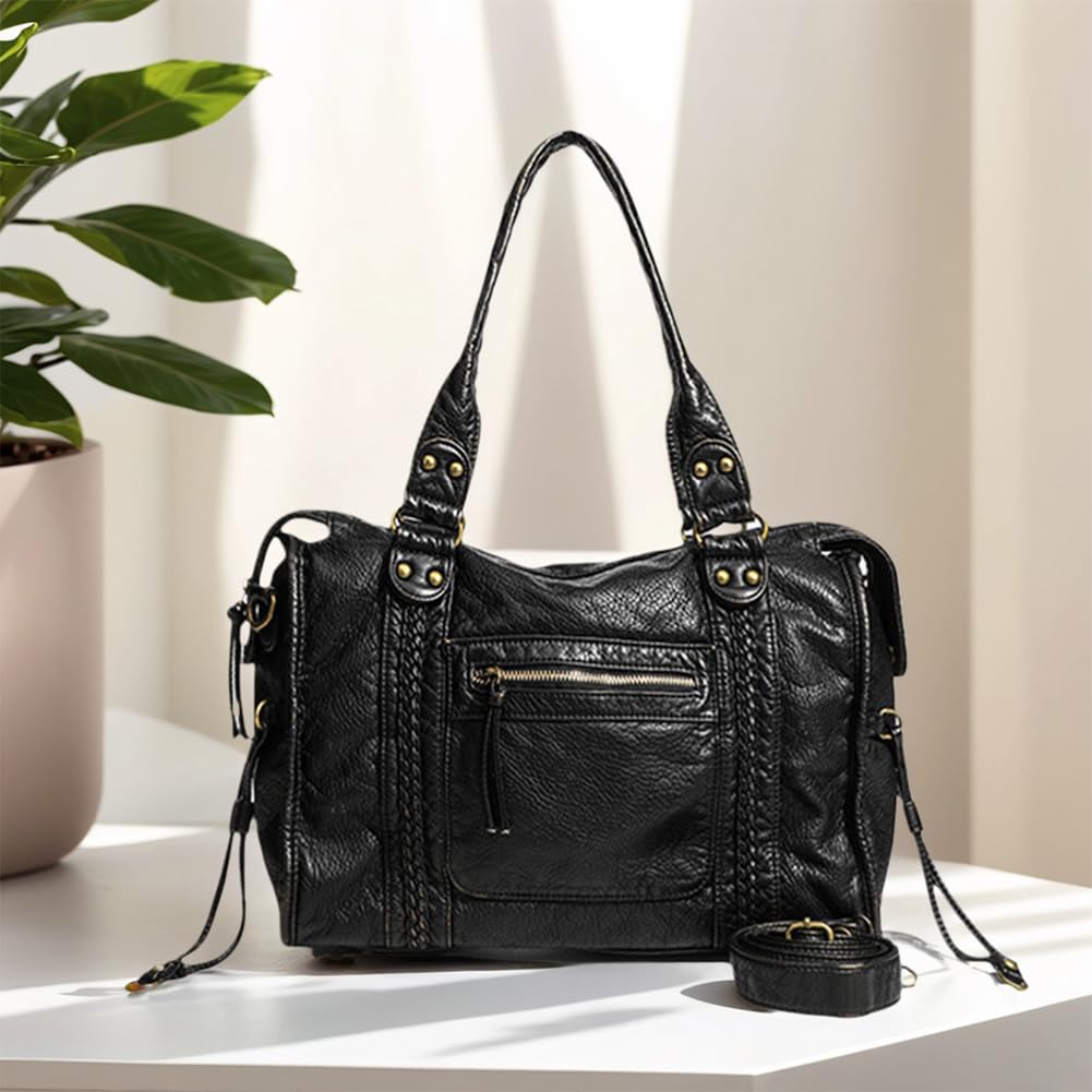 Sac a Main Femme Cuir - Sac a Main pour Les Cours Lycee - Grand Vintage City Bag Sacs à bandoulière Fourre Tout Femme pour le travail et les voyages