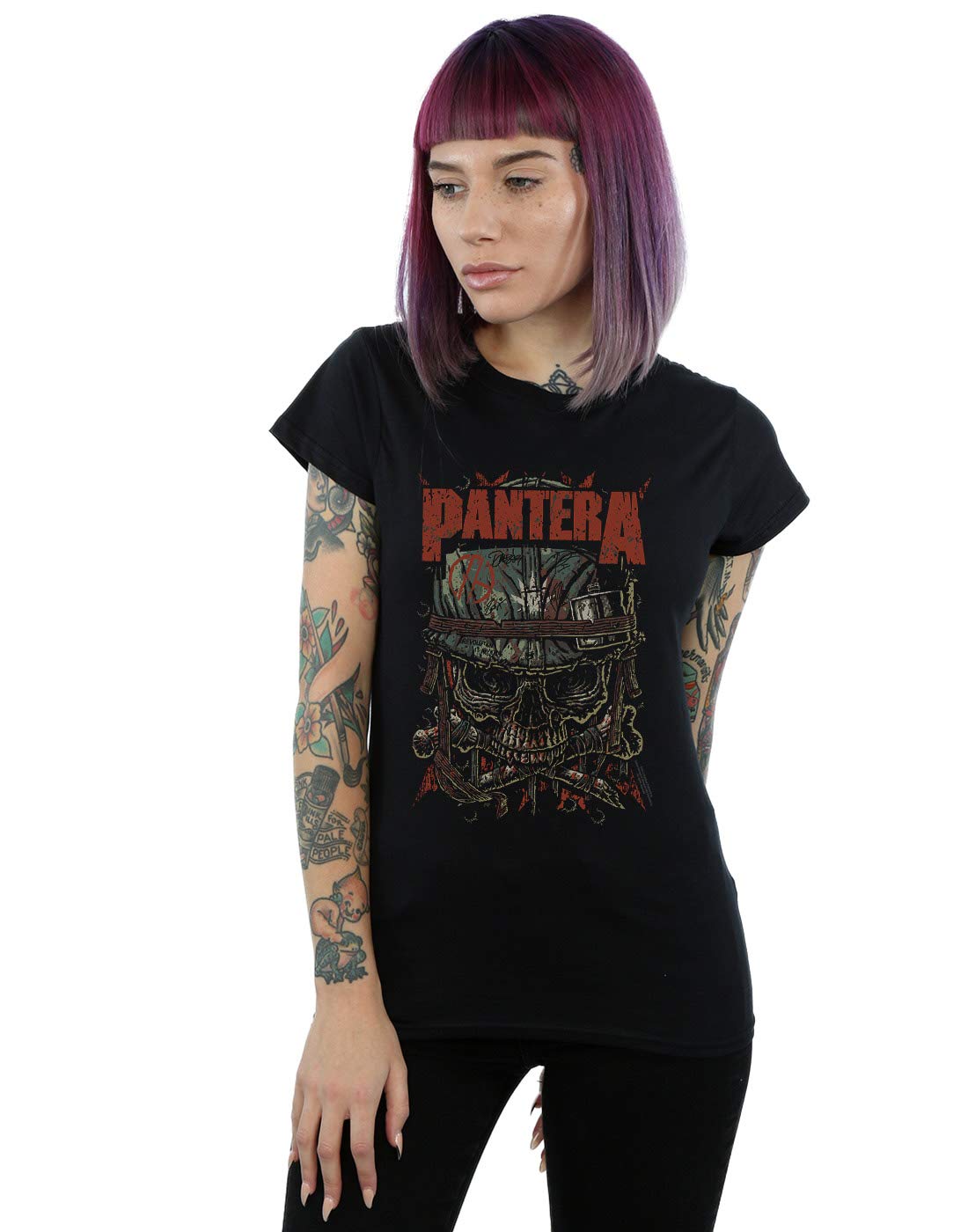 Absolute Cult Women's Black Pantera Revolution Skull T-Shirt XX-Large