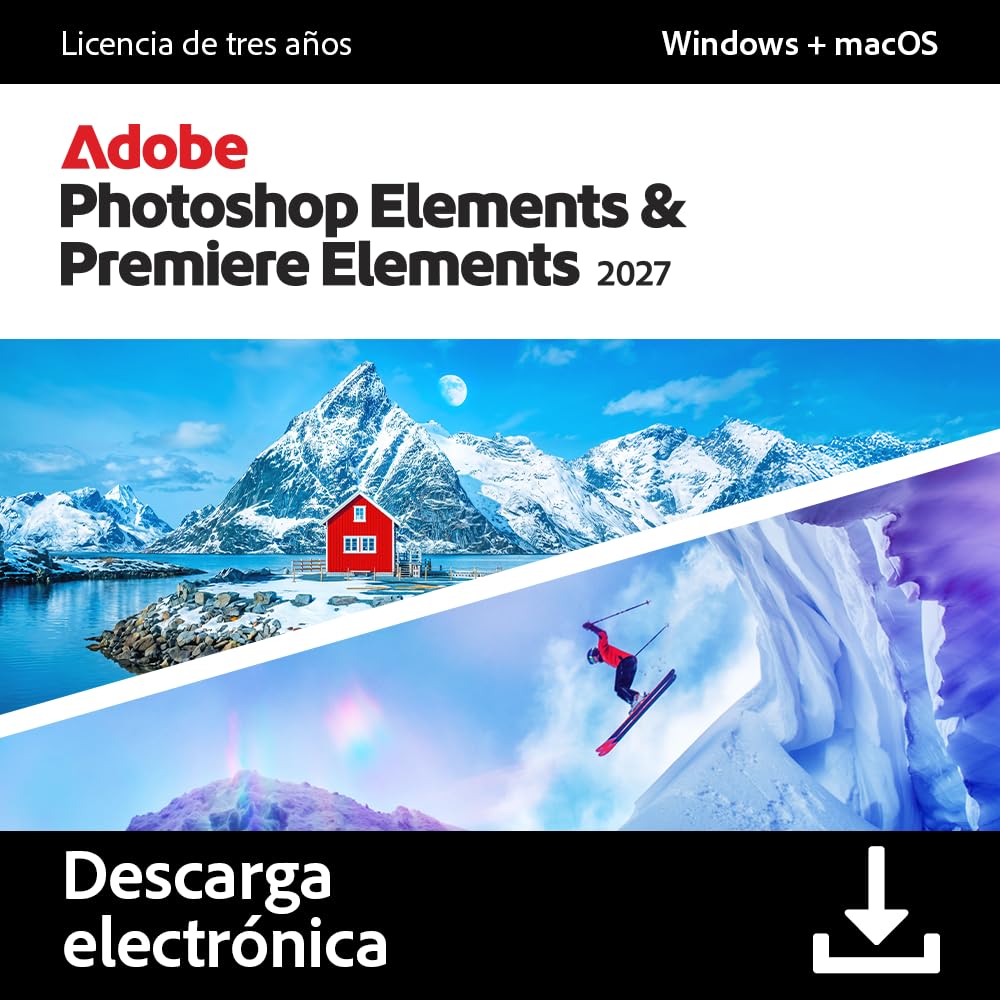 Adobe Photoshop Elements & Premiere Elements 2027 | 3-year term licence | 1 Device | 1 User | PC/MAC | Digital download