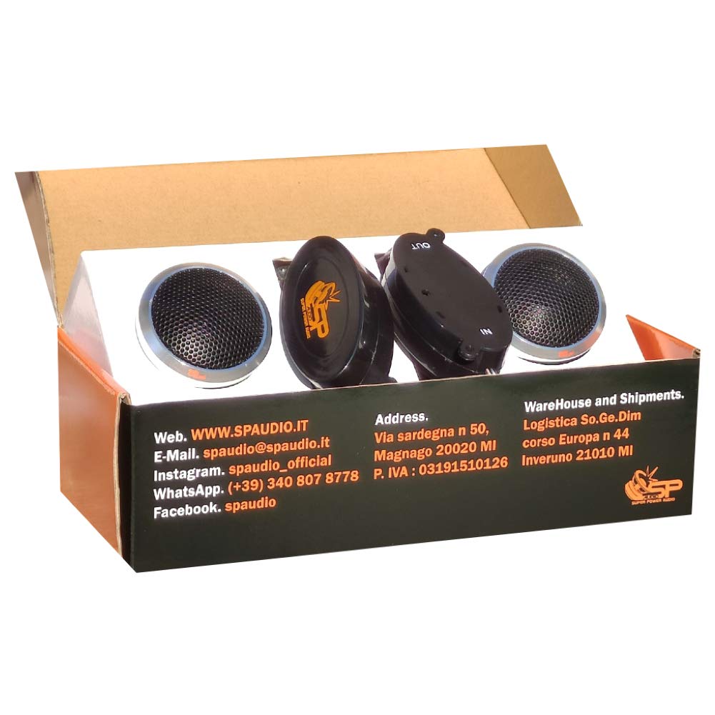 SP AUDIO 2 SP TW-14 Tweeter 2,2" 5,50 cm 55 mm diámetro 120 vatios rms y 240 vatios MAX 4 ohmios de Aluminio Profundidad Reducida de 1,00 cm, el par