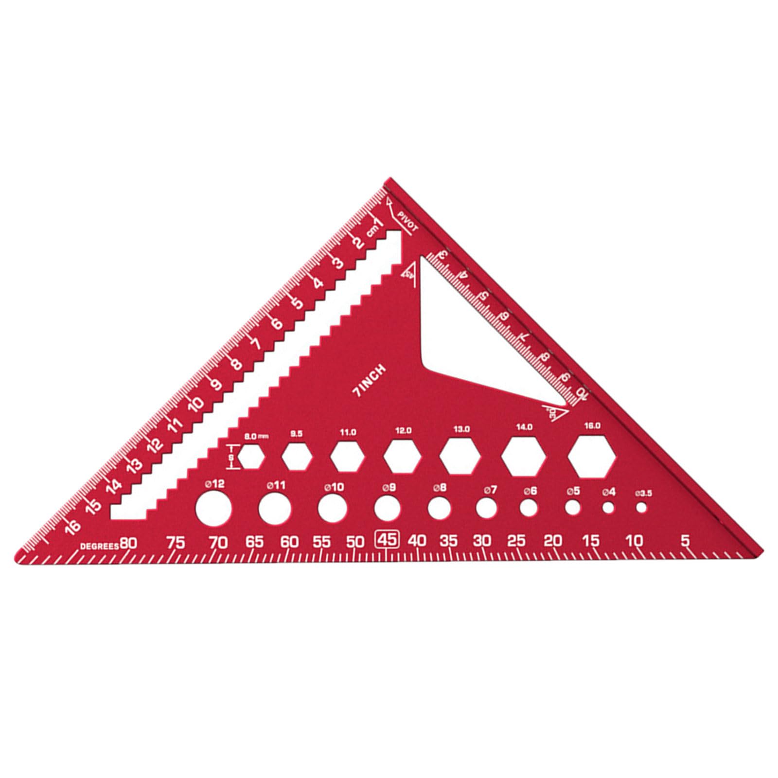 1 7" Red Anodized Aluminum Ruler with Grip for Woodworking, Engineering Layouts & Crafting Projects Carpentry Layout Tool with Clear Engraved Scales for Marking in Low Light Workshop