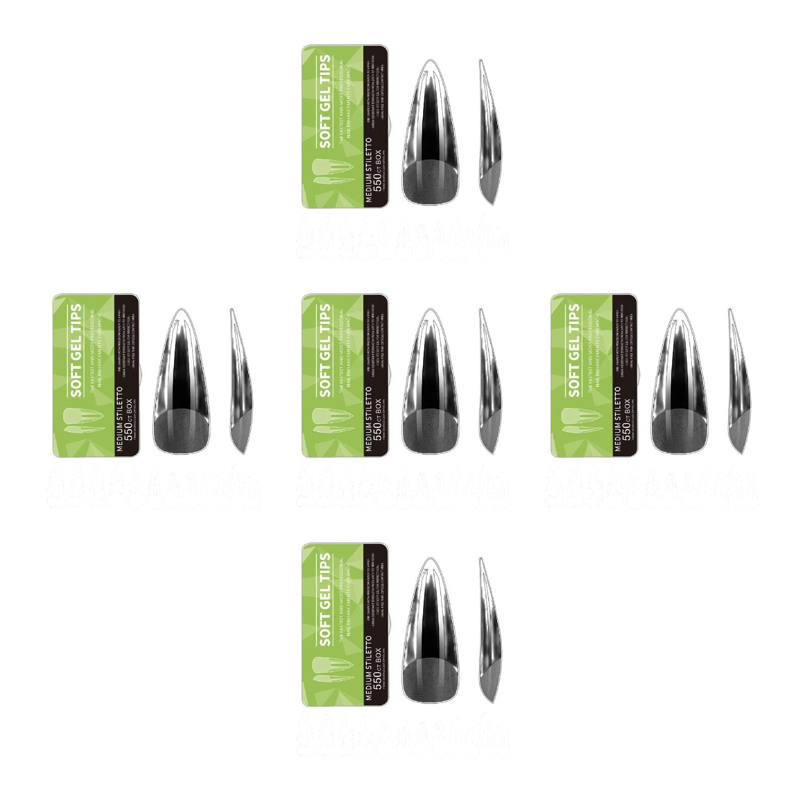 550PCS Chiaro Gel Nail Tips Copertura Completa Morbido Acrilico Press On Estensioni Manicure Professionale Per Salone E Uso Domestico Chiodo A Forma di Mandorla
